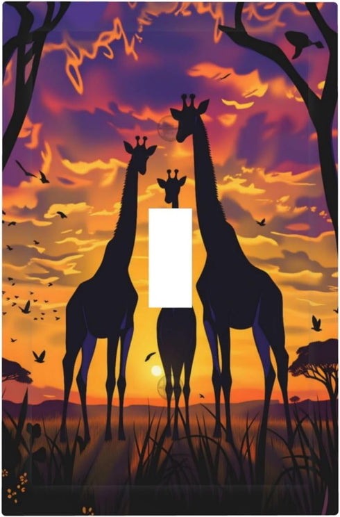 HTSAHKV Giraffe Sunset Wall Plate Light Switch Cover Single Gang Outlet Faceplate Print