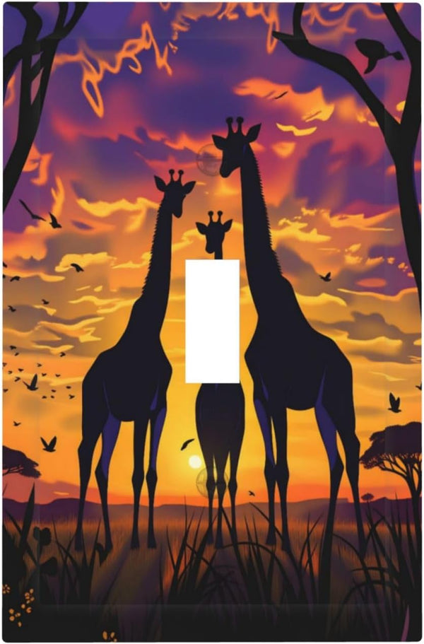 HTSAHKV Giraffe Sunset Wall Plate Light Switch Cover Single Gang Outlet Faceplate Print