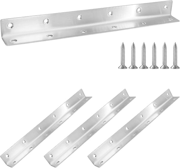 L Bracket, Heavy Duty Corner Brace, 4 Pack 10.8" Metal Shelf Bracket