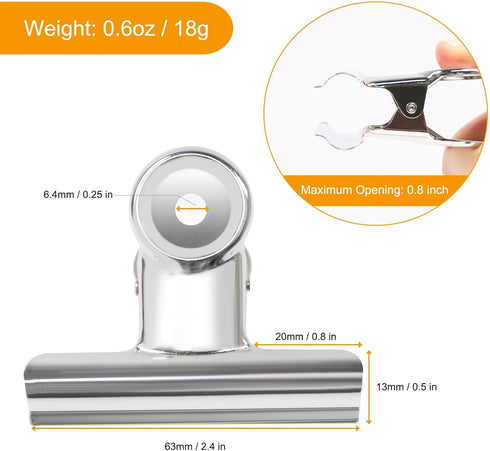 Coideal Large Bulldog Binder Paper Clips, 12 Pack, Big Metal Bull Clips, Silver Hinge Clip Clamps for Files