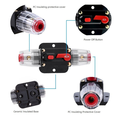STETION 80 Amp Resettable Fuse Circuit Breaker for Car Audio System, 12-24V DC