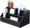 KINGFOM Pu Leather Desk Organizer with 5 Compartments for Office Supplies, Black