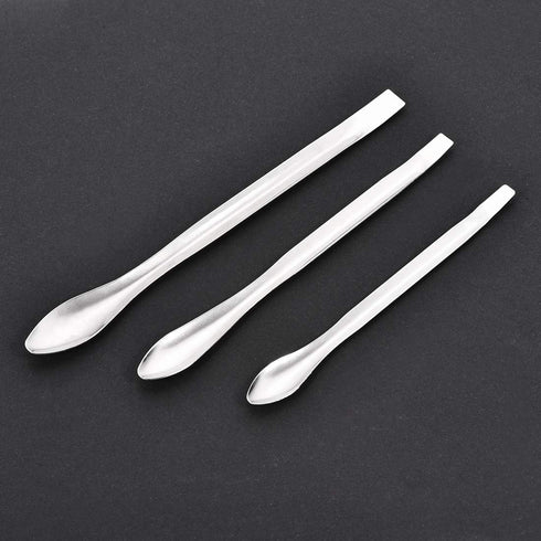 uxcell 9Pcs Micro Scoop Stainless Steel Reagent Sampling Lab Spoon Spatulas 3in1