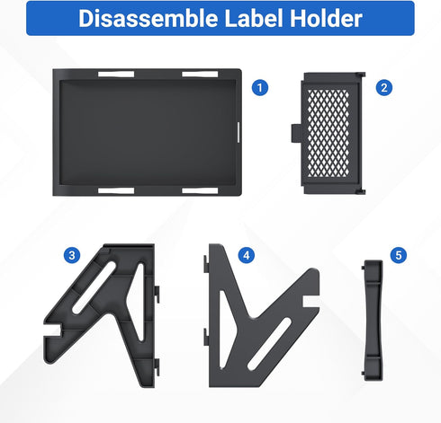 Label Holder for Desktop Shipping Label Printer, Compatible with Rolls and Fan-Fold Labels (Black)