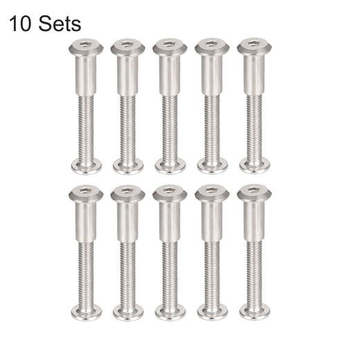 uxcell Male M6x45mm Screw Post for 5/16"(8mm) Hole Dia, Belt Buckle Binding Bolts, Leather Fastener, Carbon Steel (10