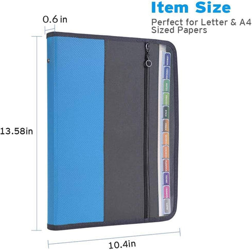 Sooez Accordion File Organizer - 12 Pocket Expanding File Folder with Safe Zipper, Pencil Pouch, Portable Monthly