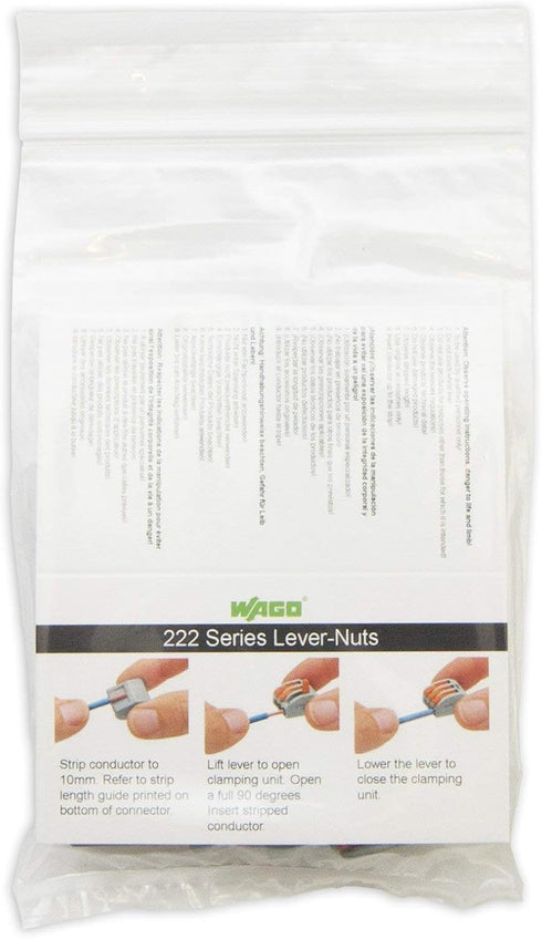 Wago 222-413 Lever-Nuts 3 Conductor Compact Connectors, 10 PK