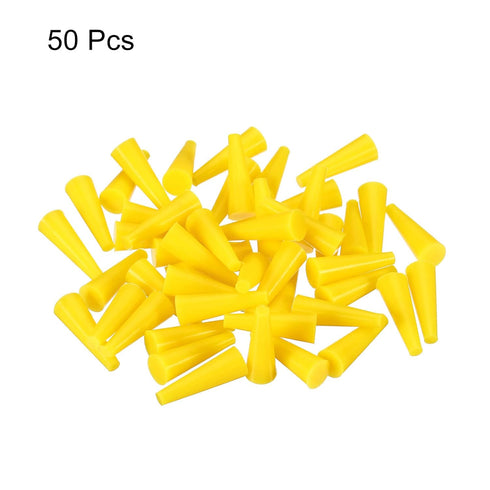 MECCANIXITY Silicone Rubber Tapered Plug 3mm to 7mm Solid Yellow for Laboratory Use, Powder Coating, 50 Pieces