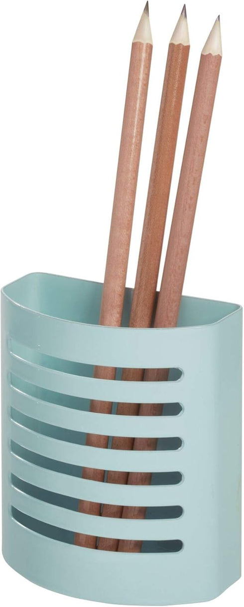 iDesign 85176 Magnetic Modern Pen and Pencil Holder for Kitchen Locker Home Office, Set of 1, Mint Blue