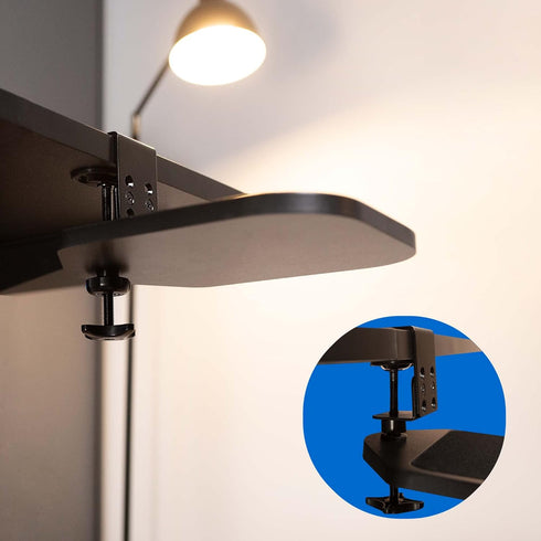 VIVO 360 2 inch MOUNT-MS01B Clamp-on Wooden Mouse Pad Holder Platform, Adjustable Under Desk Rotating Tray Rest