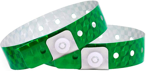 Holographic Plastic Wristbands by Ouchan, Green - 100 Pack for Events Parties