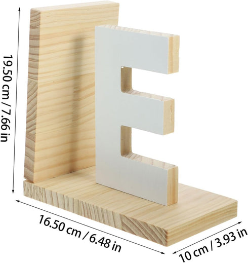 Minimalist E-Shaped Wooden Bookends - Elegant Desk Book Stoppers