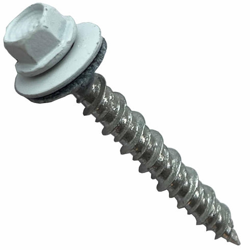 Metal Roofing Screws - #10 x 1.5” Self Tapping Hex Head with EPDM Rubber Washer for Metal to Wood, White