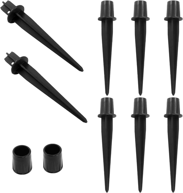 8 Pack 5.3 Inch Metal Stakes, Black Solar Light Replacement Stakes for Yard Landscape Garden Pathway Patio Lamps Pole