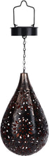 Zerodis Solar Porch Decorative Light Hanging Solar Light Hollow Iron Pattern Auto On Off Powered Outdoor Chandelier