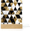 KNASNCHD Fashion Modern Black White Gold Triangles Night Light with Wood Base USB