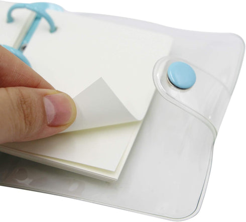 Mini Transparent 3-Ring Binder Covers, Clear Soft PVC Notebook with Snap Button Closure