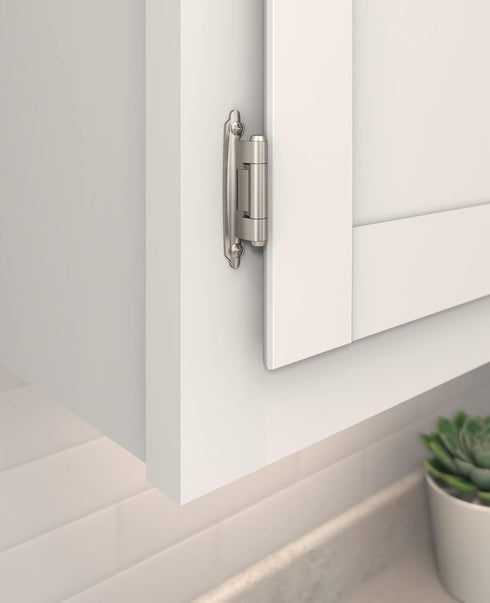Amerock BPR7630G10 Reverse Bevel Face Mount Cabinet Hinge, Satin Nickel, 1 Pair/2 Pack