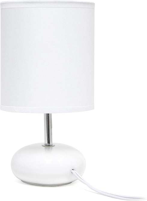 LT2005-WHT 1 Count (Pack 2), Simple Designs Stonies Small Stone Look Desk Bedside Table Lamp, of White