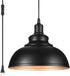YeLEEiNO Indoor Pendant Lamp, Retro Black Finish E26 1-Light Ceiling Fixture with Plug in Cord and Switch