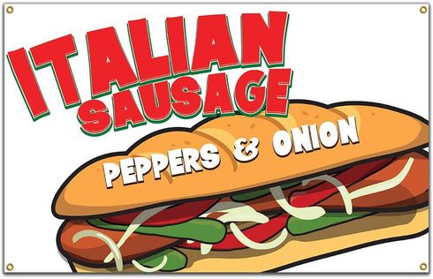 Italian Sausage 60" Banner Concession Stand Food Truck Single Sided