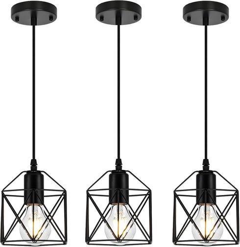 Becvaaoo 1-Light Hanging Pendant Light Fixture, Black Pendant Lights Kitchen Island, Farmhouse Pendant