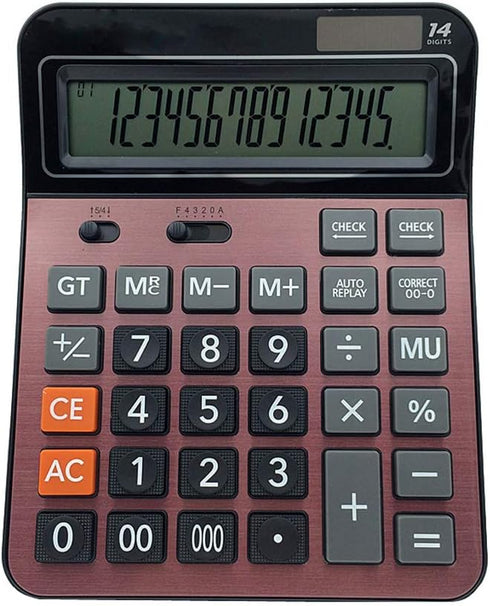 Meichoon Solar Battery Calculator, Dual Power Large Standard Function Desktop Business Calculator with 14 Digit LCD