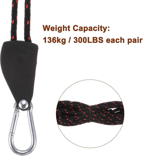 uxcell 2pcs Adjustable Ratchet Rope Hanger, 1/4" (6mm) with Metal Gears, 11.8ft Strap for Hanging Plants and Tie-Down