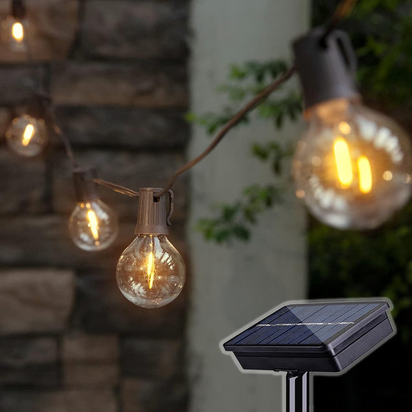 Solar Outdoor String Lights, 15FT G50 Patio Lights String Waterproof with 10