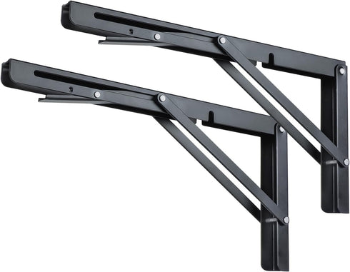 Toirxarn 8 Inch Heavy Duty Folding Shelf Brackets - 330 LB Load Capacity Black Steel Wall Mounted Small Brackets