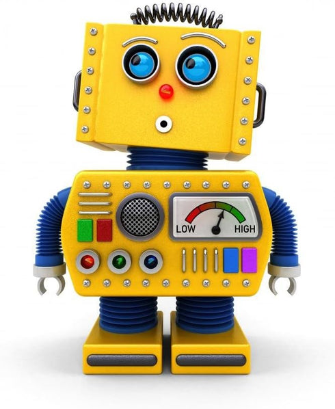 WM60896 (36 24 Wallmonkeys Cute Toy Robot Looking up Wall Decal Peel and Stick Graphic in H x in W)