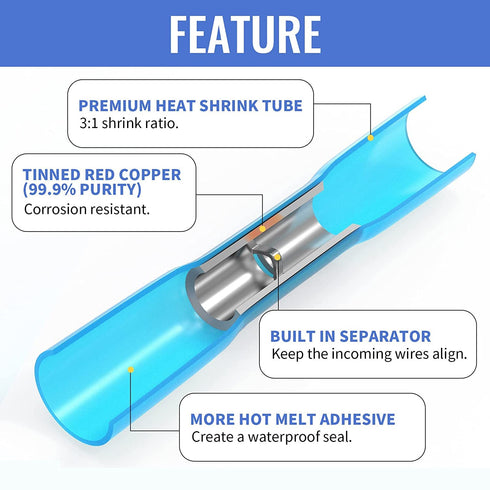 560 PCS Heat Shrink Wire Connectors Qibaok Electrical Connectors Kit for 16-14 22-16 12-10 Gauge Insulated Splices