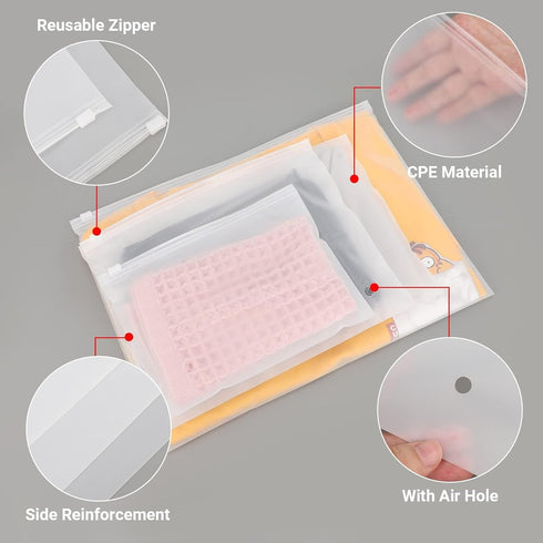 50Pcs Clothes Packaging Bags for Shipping, 12x10 inch Frosted Zipper Plastic Bags for T-Shirts, Pants, Documents, 3 Mil