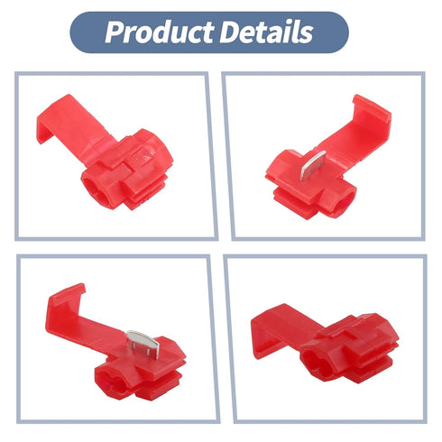 60 Pcs Solderless Quick Splice Snap Wire Connectors, Pressed Insulated Electrical Splice Wire Connectors (Red) 22-18 AWG