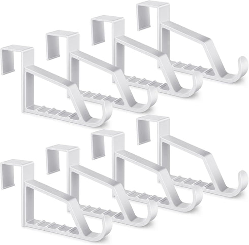 Maitys Space Saving Plastic Over Door Hooks - Multi Hanging Storage Organizers (White, 8 Pieces)