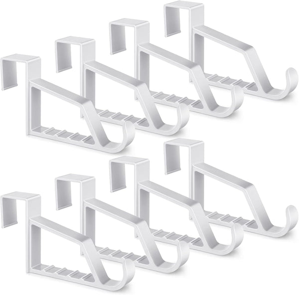 Maitys Space Saving Plastic Over Door Hooks - Multi Hanging Storage Organizers (White, 8 Pieces)