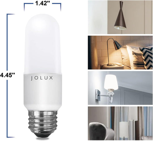 LED Stick Light Bulbs, Enclosed Fixture Rated,60W Equivalent, 5000K Daylight, 800 Lumen,Medium Screw Base E26 led Bulbs,Non-Dimmable,6 Count (Pack of 1) by Jolux