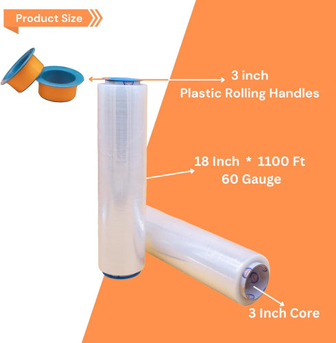 Noah's Ark Warehouse 18 Inch 1100ft Stretch Wrap, Industrial Strength Puncture Resistant for Packing