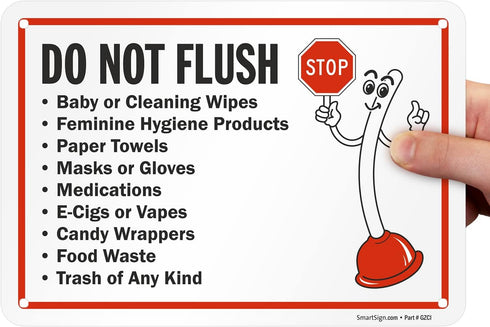 SmartSign 7" x 10" 'Do Not Flush - Baby Or Cleaning Wipes,