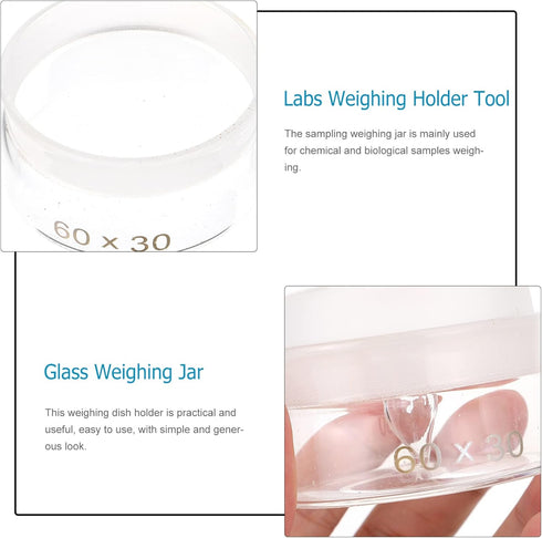 iplusmile 2pcs Clear Glass Weighing Bottles with Lid, Specific Gravity Laboratory Equipment 60 30mm