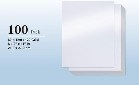 White Shimmer Paper, 100-Pack Metallic Paper, 120 GSM, Perfect for Flower Making, 8.5 x 11 Inches, Printer Friendly
