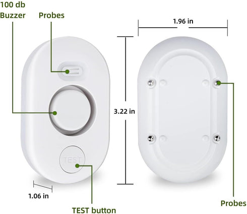 METAK Water Leak Detector Sensor Alarm: Home Water Flooding Monitor Smart Sink Overflow Monitoring Adjustable Wet