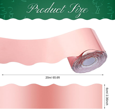 Ecally 65.6 ft Scalloped Bulletin Board Borders - Decorative Trim for School Classroom & Home Decor (Light Pink)