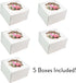 8 8 5 Inches, 5 Count Global Sugar Art Auto-Popup Deep Square Cake Box with Window, White x x