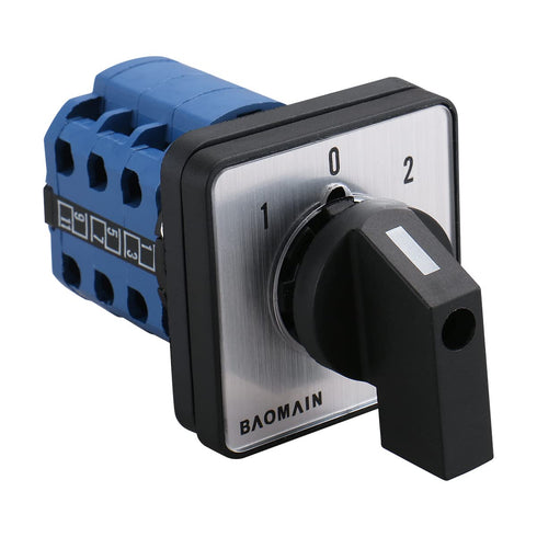 Baomain 660V 20A On-Off-On Changeover Control Rotary Cam Switch, 3 Positions, 12 Terminals SZW26-20/D303.3