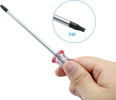 Kemcatui T20 Torx Star Security Screwdriver, Magnetic Tip, PVC Insulated Handle, High Carbon Steel, for Electronics