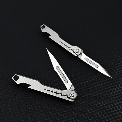 Titanium Alloy Keychain Utility Knife, Small Folding Pocket Knife for Women Men with Extra 10PCS #11 Blades by SZHOWORLD