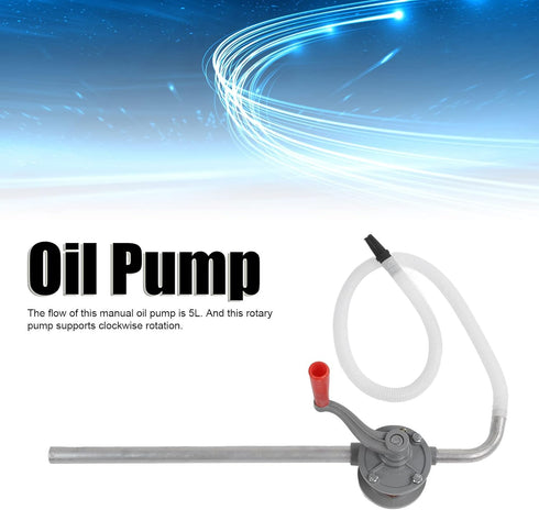 Rotary Hand Oil Transfer Pump, Portable Oil Pump for Gasoline and Kerosene, Hand Fuel Pump with Clockwise Rotation