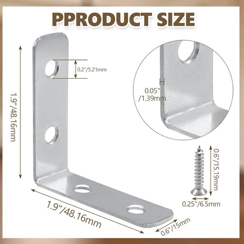 40 Pack 2 Inch 90 Litoexpe L Bracket Corner Braces with Screws, Degree Steel Joist Right Angle Brackets for Wood