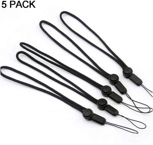 YOUOWO 5 Pack Adjustable Nylon Lanyards for USB Flash Drive, Cell Phone, Key, iPod, MP3, MP4, ID Card Badge (Black)